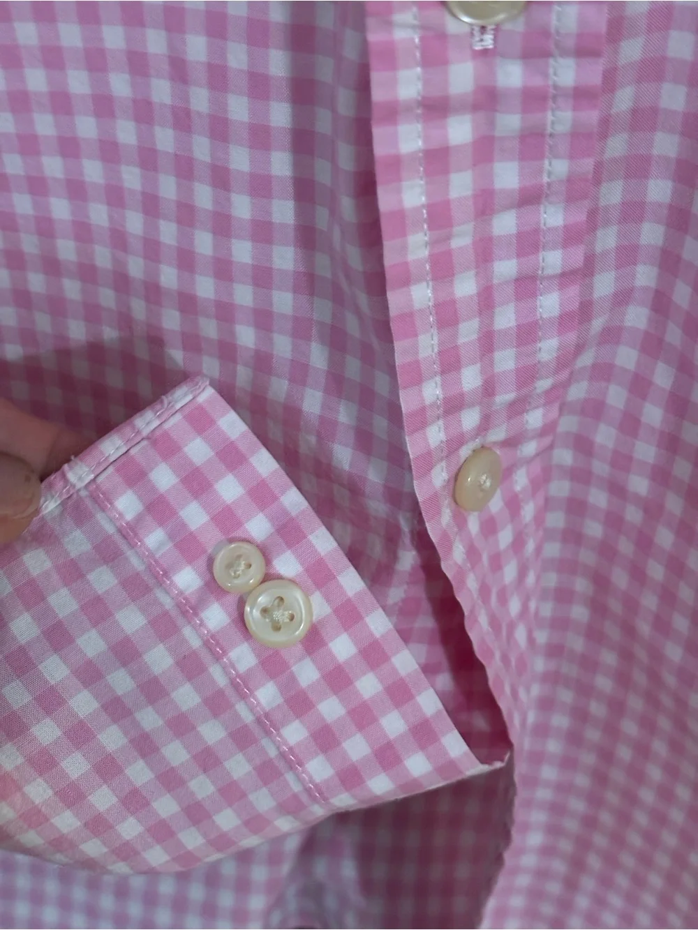 Ralph Lauren Girls 14/16 Pink Gingham Button-Down Shirt